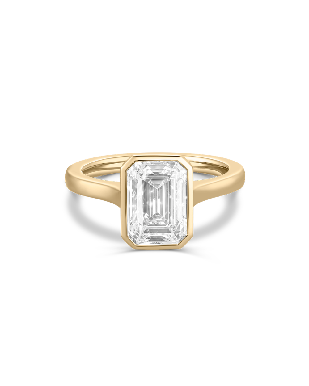 Severine- Emerald Bezel Solitaire Style Lab Grown Diamond Engagement Ring