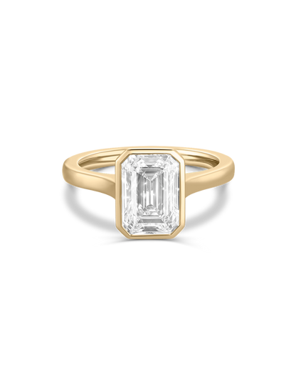 Severine- Emerald Bezel Solitaire Style Lab Grown Diamond Engagement Ring