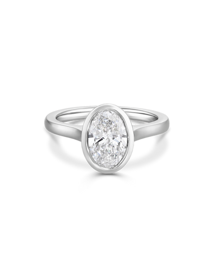Marielle- Oval Bezel Solitaire Style Lab Grown Diamond Engagement Ring