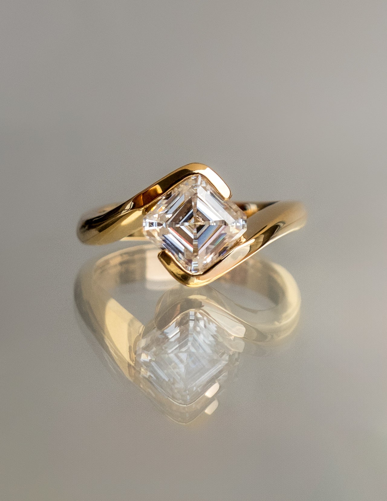 1.50 -2.50 CT Asscher Cut Lab Grown Diamond Solitaire Engagement Ring