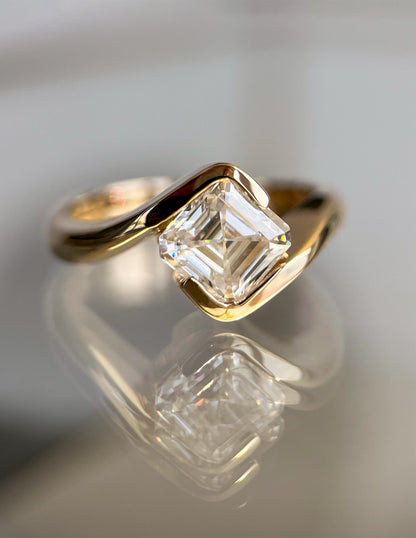 1.50 -2.50 CT Asscher Cut Lab Grown Diamond Solitaire Engagement Ring