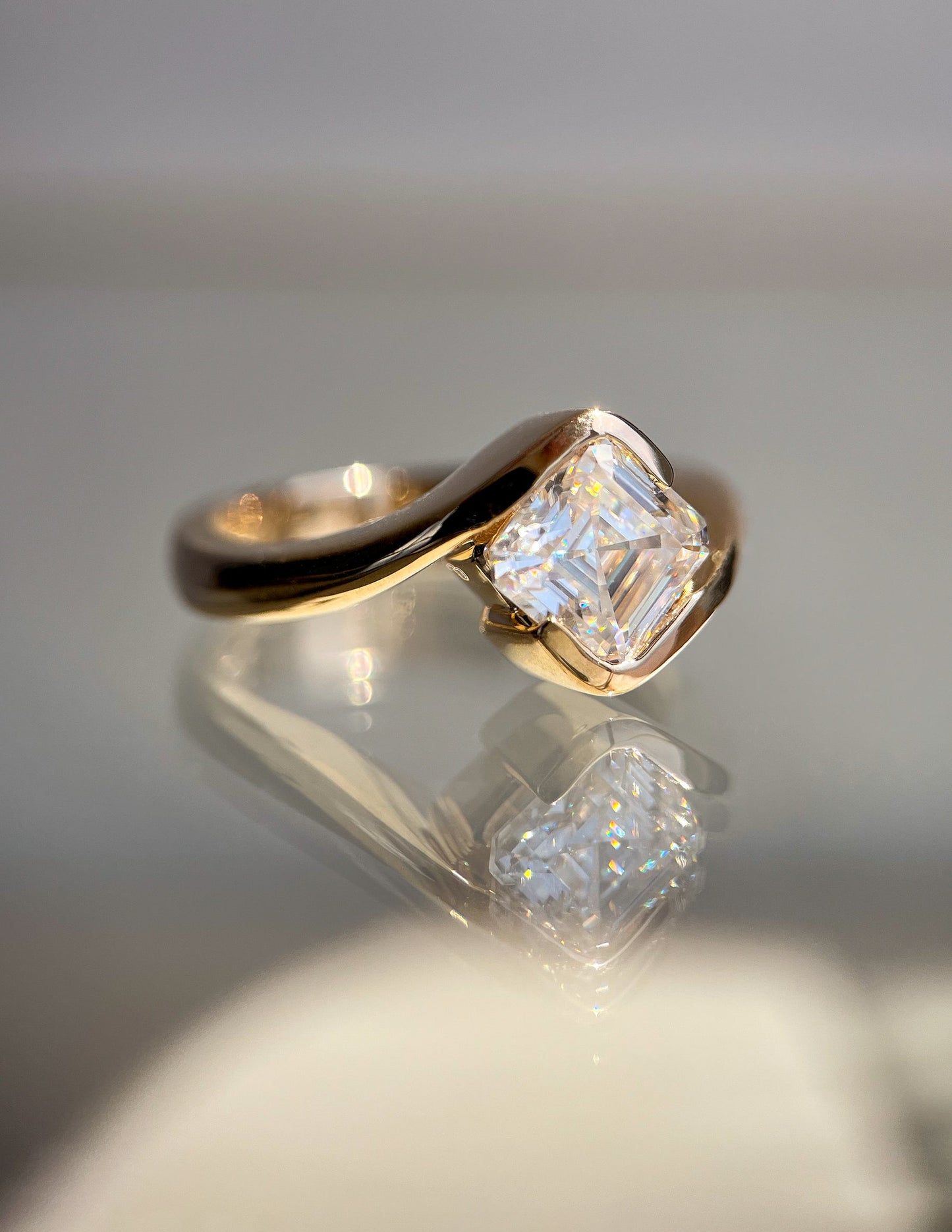 1.50 -2.50 CT Asscher Cut Lab Grown Diamond Solitaire Engagement Ring