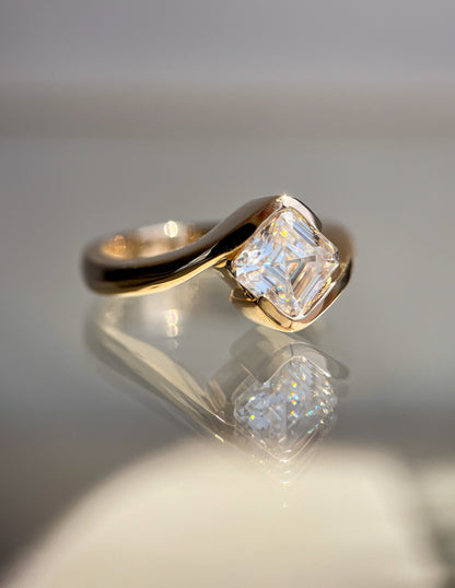 1.50 -2.50 CT Asscher Cut Lab Grown Diamond Solitaire Engagement Ring