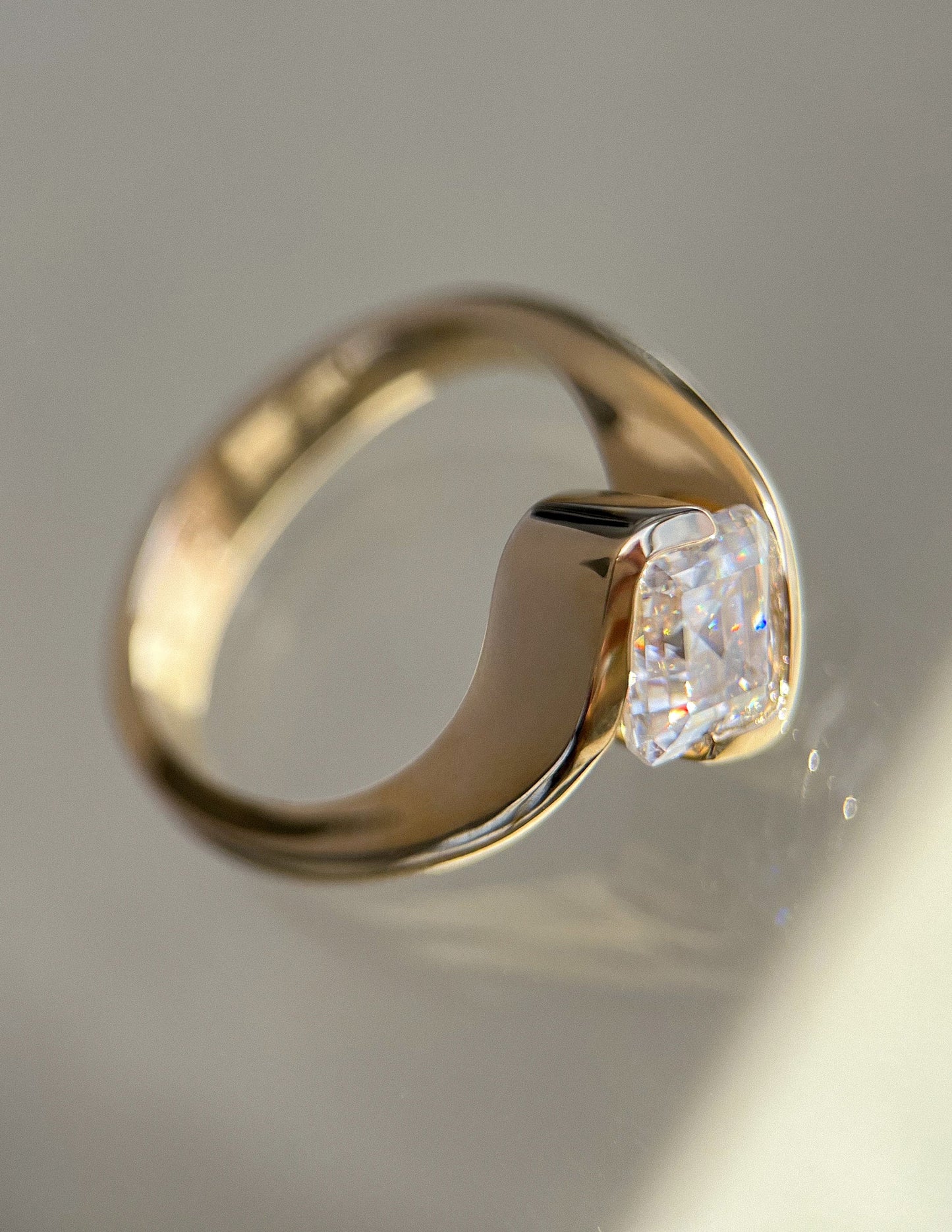 1.50 -2.50 CT Asscher Cut Lab Grown Diamond Solitaire Engagement Ring