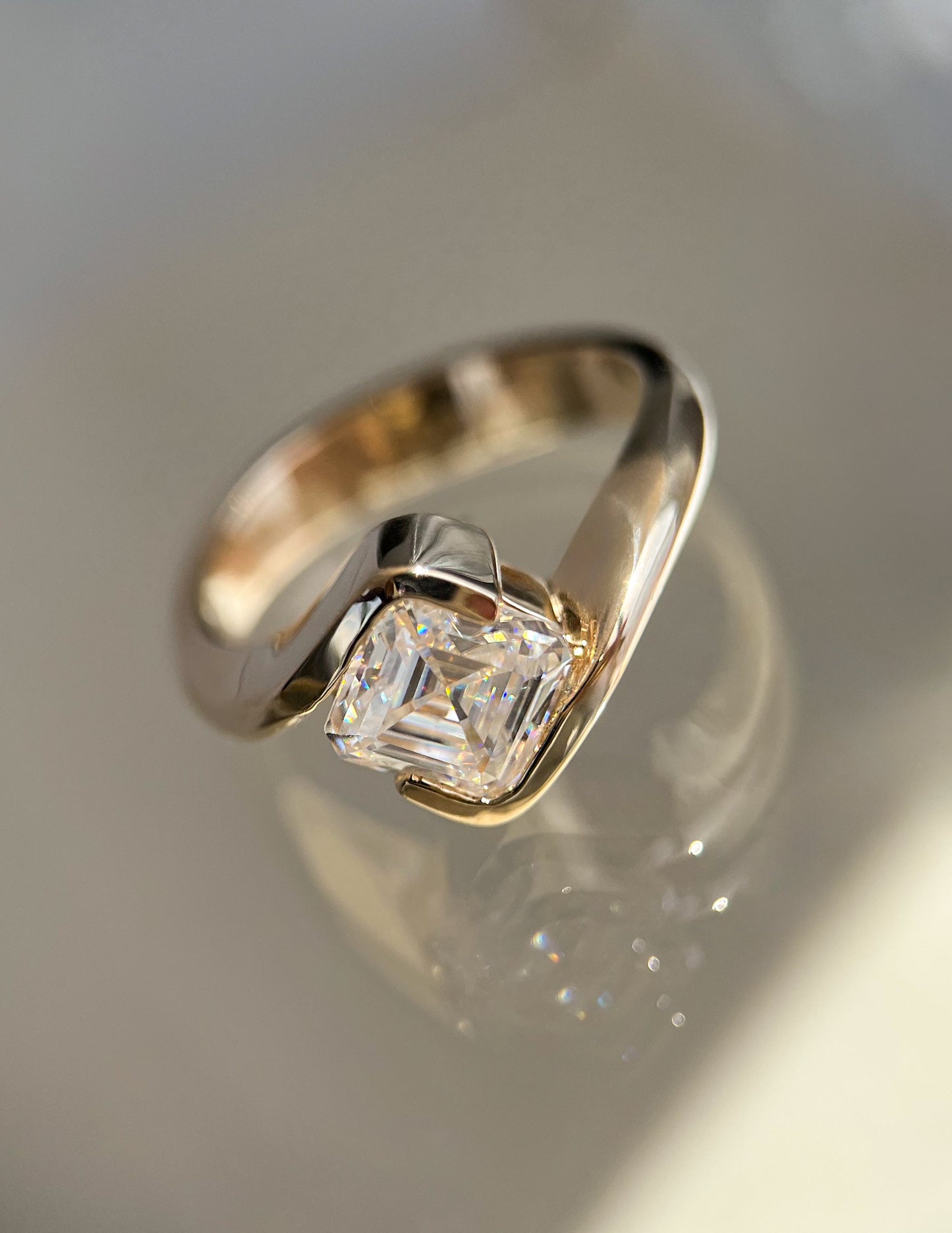 1.50 -2.50 CT Asscher Cut Lab Grown Diamond Solitaire Engagement Ring