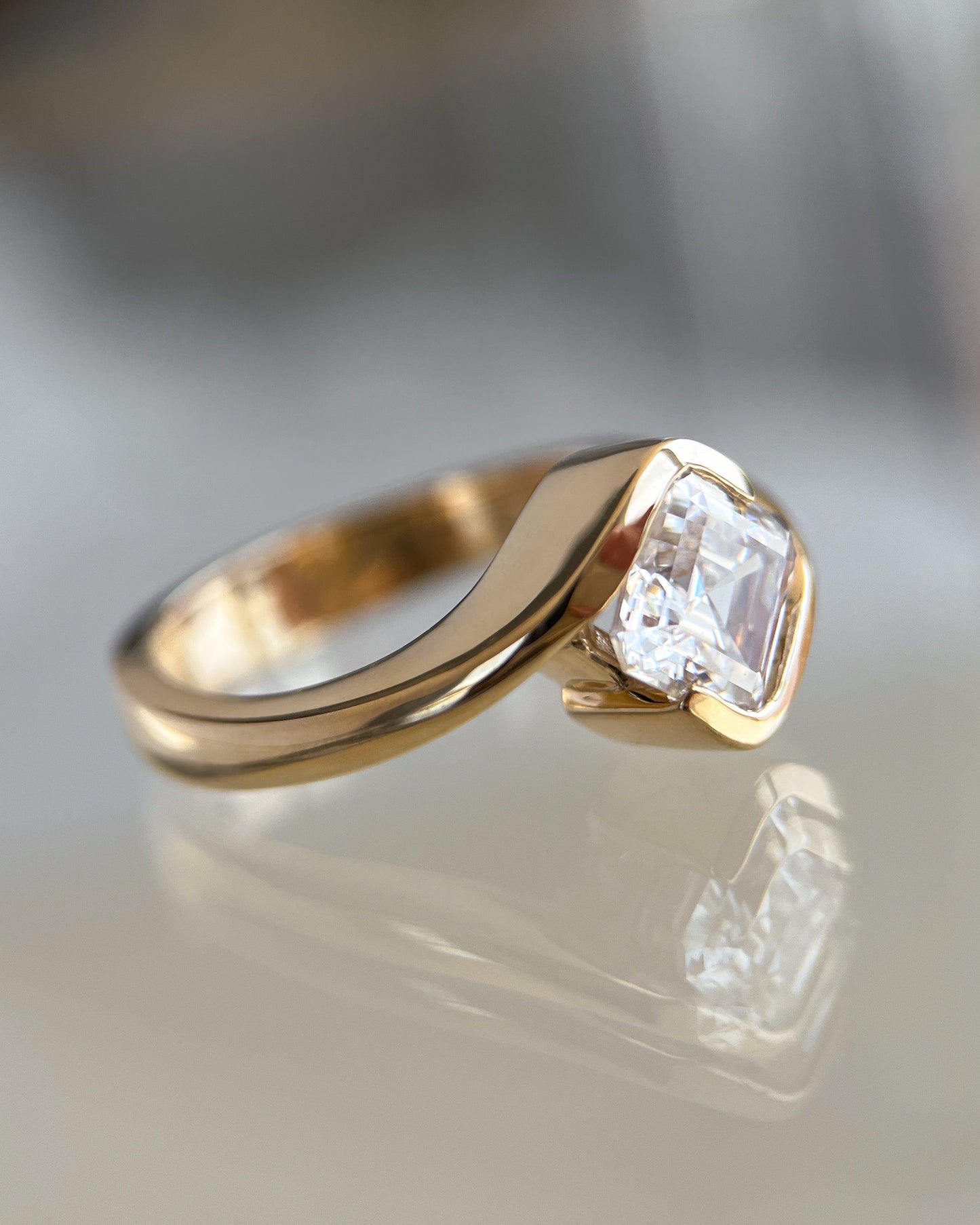1.50 -2.50 CT Asscher Cut Lab Grown Diamond Solitaire Engagement Ring