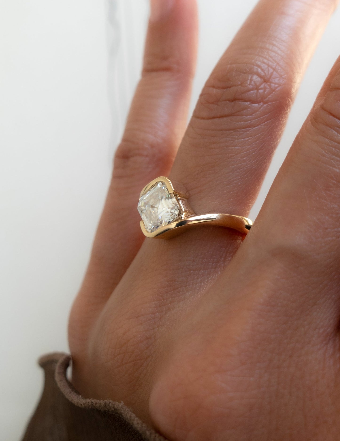 1.50 -2.50 CT Asscher Cut Lab Grown Diamond Solitaire Engagement Ring