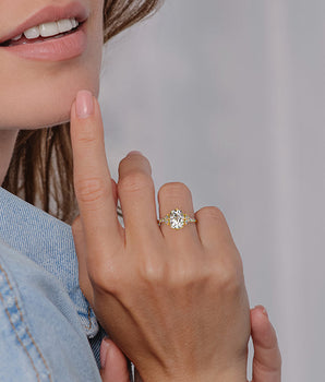 Cluster Ring with 1.30 CT Cushion Cut Moissanite