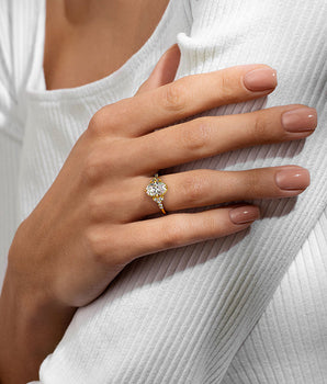 Cluster Ring with 1.50 CT Oval Cut Moissanite