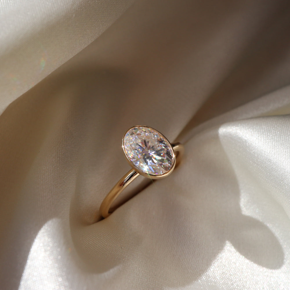 Bezel Ring with 1.20 CT Oval Moissanite