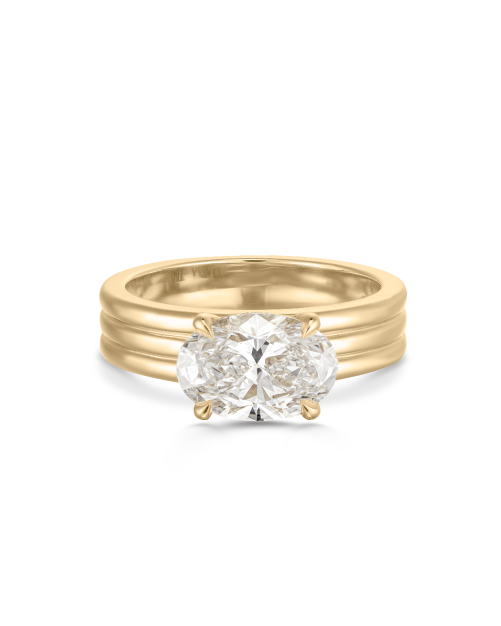 Seraphina- East West Oval Triple Pave Signet Style Lab Grown Diamond Engagement Ring