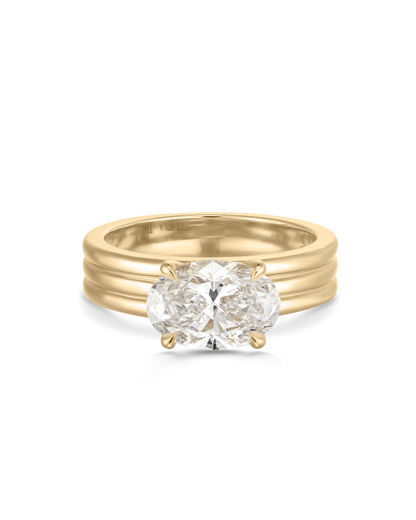 Seraphina- East West Oval Triple Pave Signet Style Lab Grown Diamond Engagement Ring
