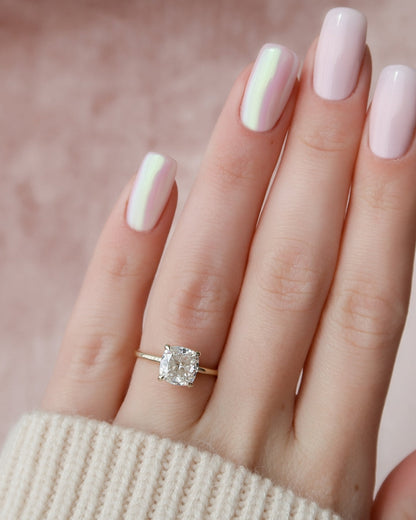 2.0 - 4.0 CT Cushion Cut  Lab Grown  Diamond Hidden Halo Engagement Ring