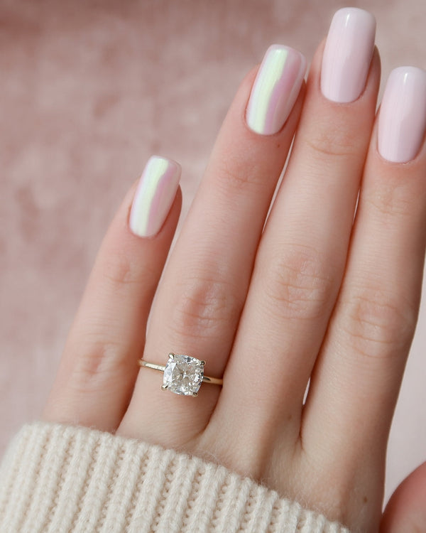 2.0 - 4.0 CT Cushion Cut  Lab Grown  Diamond Hidden Halo Engagement Ring