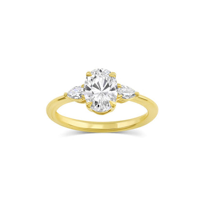 Three Stone Ring with 1.50 CT Oval Moissanite