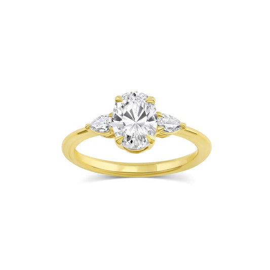 Three Stone Ring with 1.50 CT Oval Moissanite