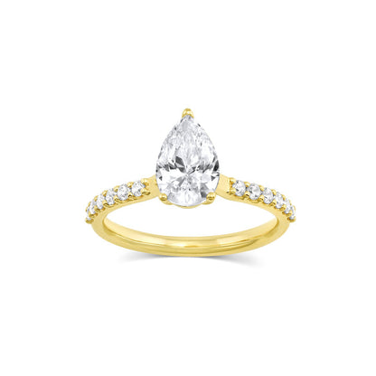 Pave Setting Ring with 1.50 CT Pear Moissanite