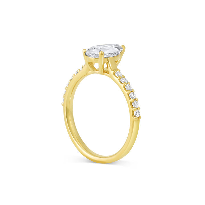 Pave Setting Ring with 1.50 CT Pear Moissanite