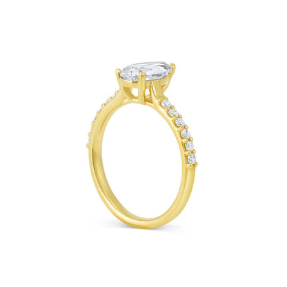 Pave Setting Ring with 1.50 CT Pear Moissanite