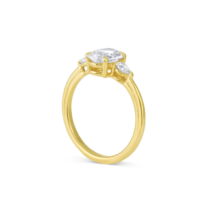 Three Stone Ring with 1.50 CT Oval Moissanite