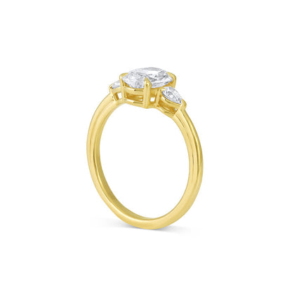 Three Stone Ring with 1.50 CT Oval Moissanite