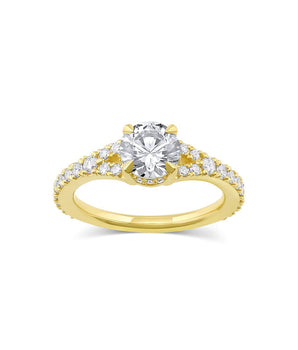 Split Shank Pave Ring with 1.0 CT Round Moissanite