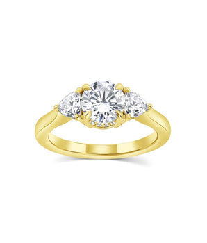 Three Stone Ring with 3.0 CT Round Moissanite