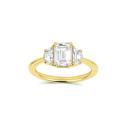 Three Stone Ring with 2.0 CT Emerald Moissanite