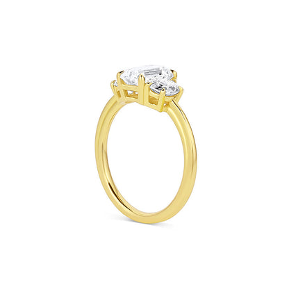 Three Stone Ring with 2.0 CT Emerald Moissanite
