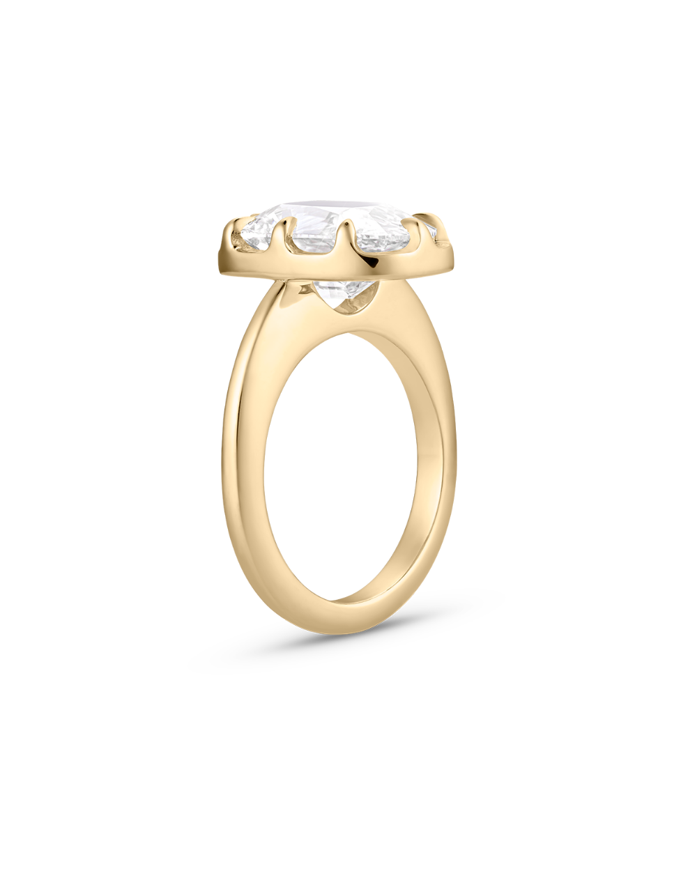 Claudine- Old Mine Elongated Cushion Solitaire Style Lab Grown Diamond Engagement Ring