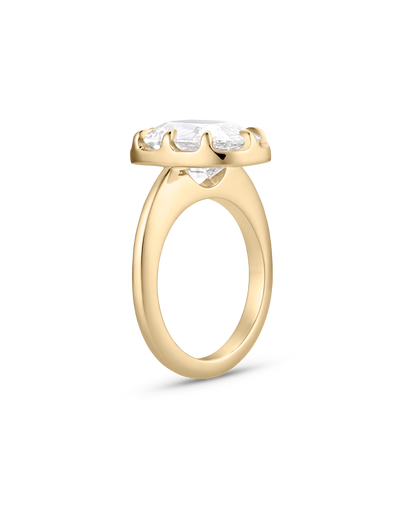 Claudine- Old Mine Elongated Cushion Solitaire Style Lab Grown Diamond Engagement Ring