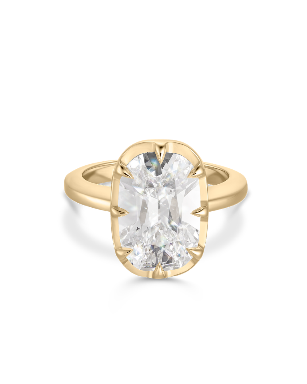 Claudine- Old Mine Elongated Cushion Solitaire Style Lab Grown Diamond Engagement Ring