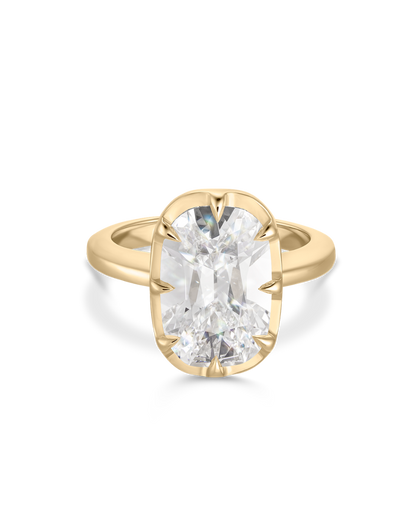 Claudine- Old Mine Elongated Cushion Solitaire Style Lab Grown Diamond Engagement Ring