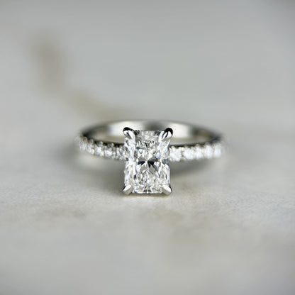 1.20 CT Radiant E/VS1 CVD Diamond Pave Hidden Halo Engagement Ring