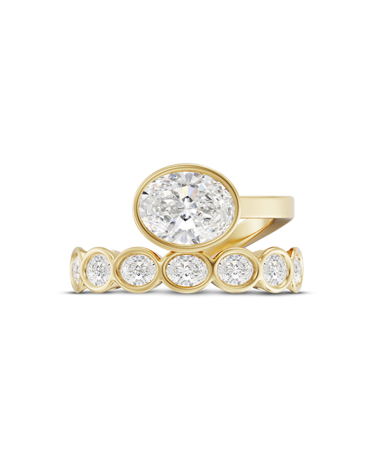 Cecile- East West Oval Wrap Style Lab Grown Diamond Engagement Ring