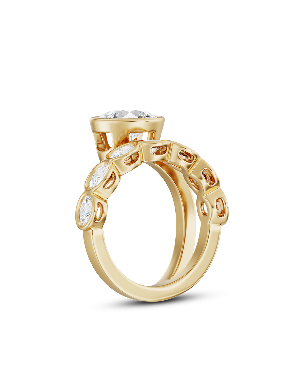 Cecile- East West Oval Wrap Style Lab Grown Diamond Engagement Ring
