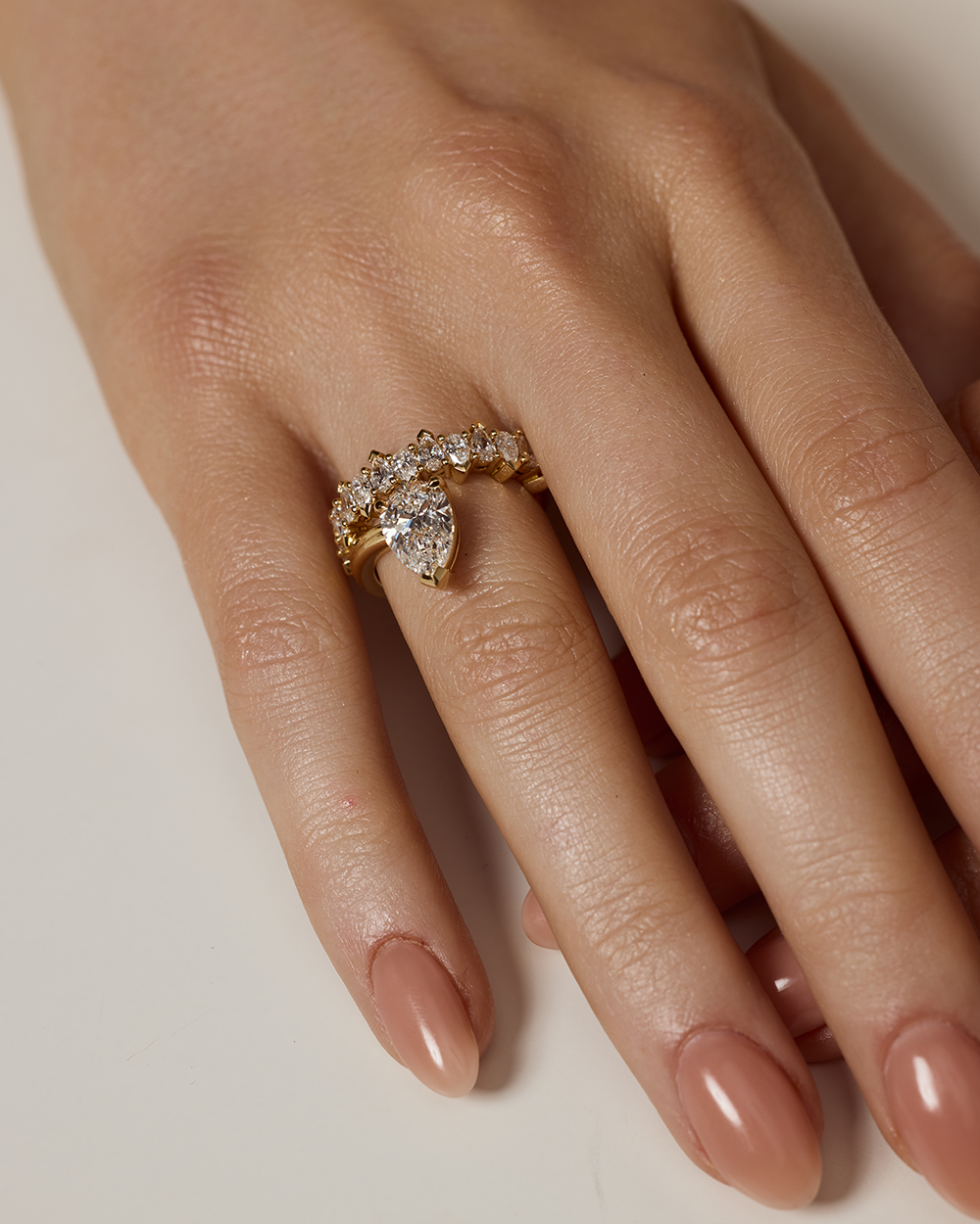Odette- Pear Wrap Style Lab Grown Diamond Engagement Ring