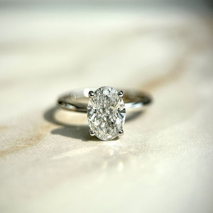 1.50 CT Oval E/VS1 CVD Diamond Hidden Halo Engagement Ring