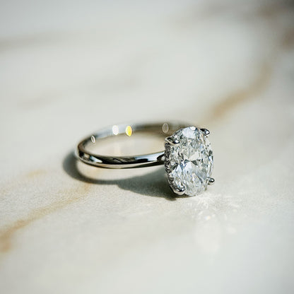 1.50 CT Oval E/VS1 CVD Diamond Hidden Halo Engagement Ring