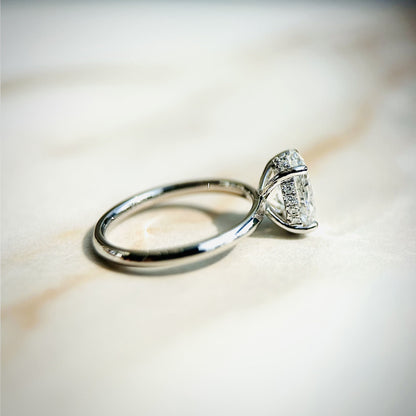 1.50 CT Oval E/VS1 CVD Diamond Hidden Halo Engagement Ring