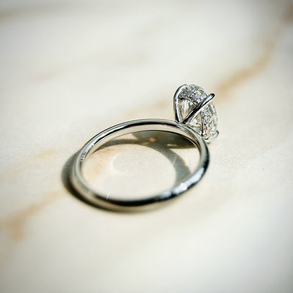 1.50 CT Oval E/VS1 CVD Diamond Hidden Halo Engagement Ring