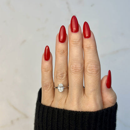 1.50 CT Oval E/VS1 CVD Diamond Hidden Halo Engagement Ring