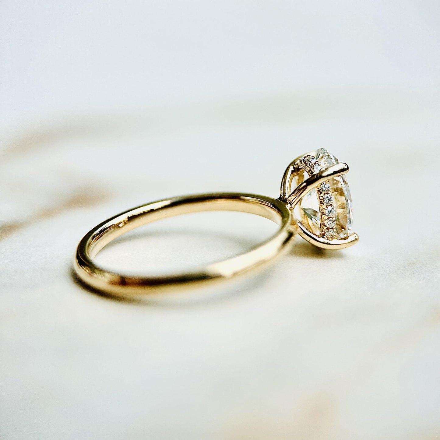 1.50 CT Oval E/VS1 CVD Diamond Hidden Halo Engagement Ring
