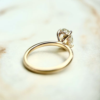 1.50 CT Oval E/VS1 CVD Diamond Hidden Halo Engagement Ring