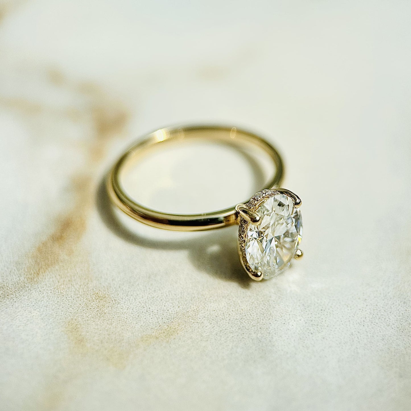 1.50 CT Oval E/VS1 CVD Diamond Hidden Halo Engagement Ring