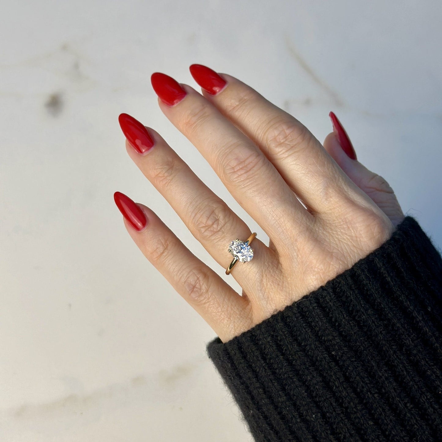 1.50 CT Oval E/VS1 CVD Diamond Hidden Halo Engagement Ring