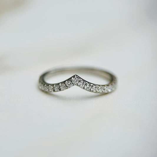 0.30 TCW Round Half Eternity Lab Grown Diamond V Shaped Wedding Band