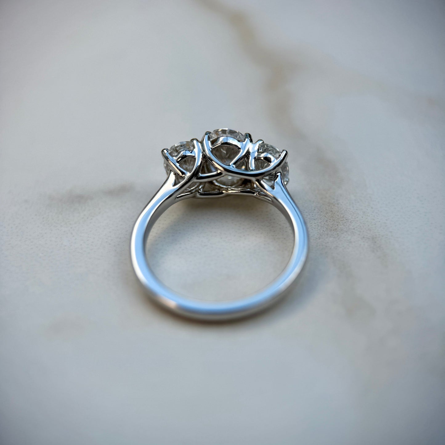 2.0 CT Oval E/VS1 CVD Diamond Three Stone Engagement Ring