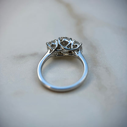 2.0 CT Oval E/VS1 CVD Diamond Three Stone Engagement Ring