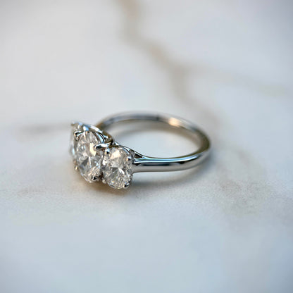 2.0 CT Oval E/VS1 CVD Diamond Three Stone Engagement Ring